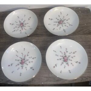 4 Rosebud by Harmony House Fine China 3534 Japan Round Coupe Soup Bowls 7.5 wide